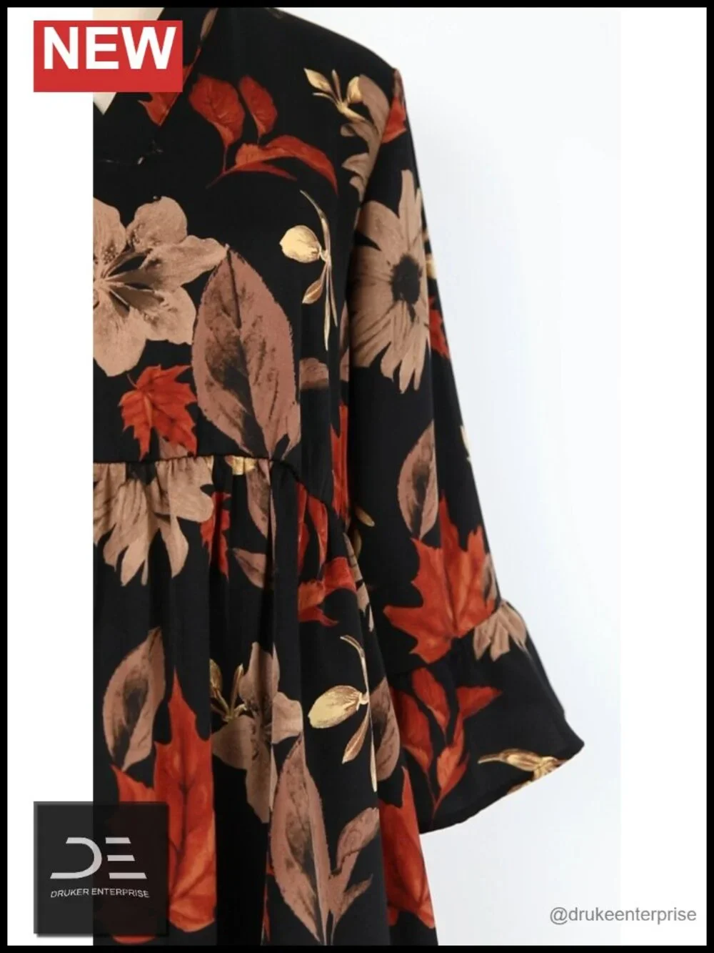 Casual Summer Dress with Pockets 3/4 Ruffle Sleeve V-Neck Flowy A-Line Mini